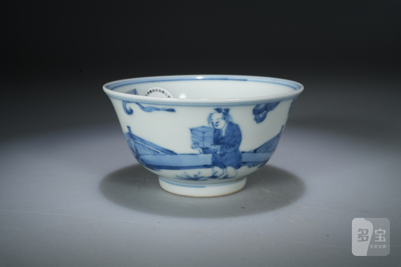 明 青花高士图茶圆 - 图4